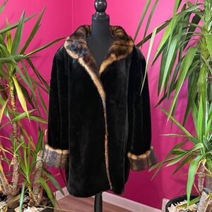 Tally Ho Black Teddy Jacket with Brown Trim